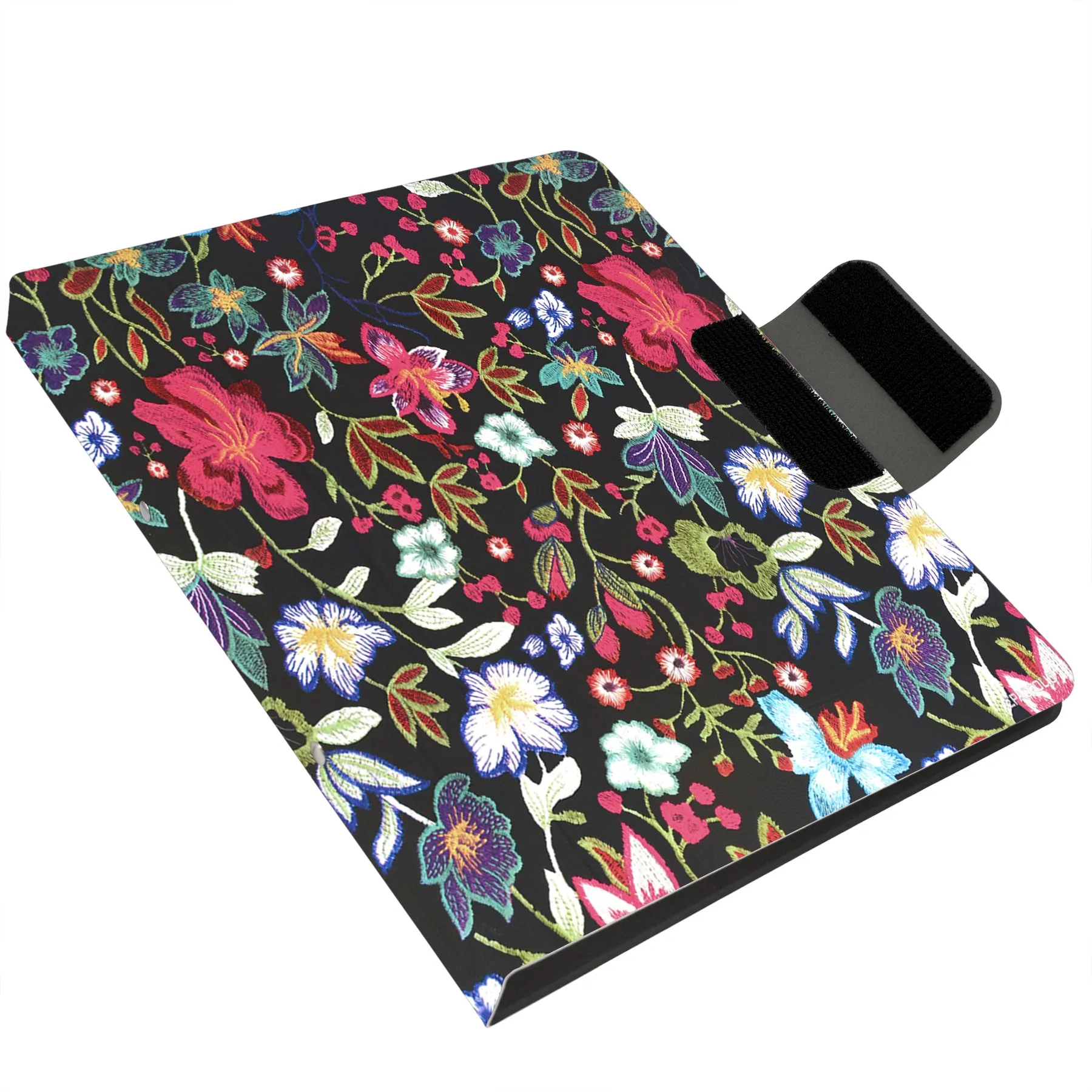 Padfolio Ring Binder with Expanded Document Bag, Flower Texture PU Leather Organizer Portfolio with 2-Ring Binder and Clipboard