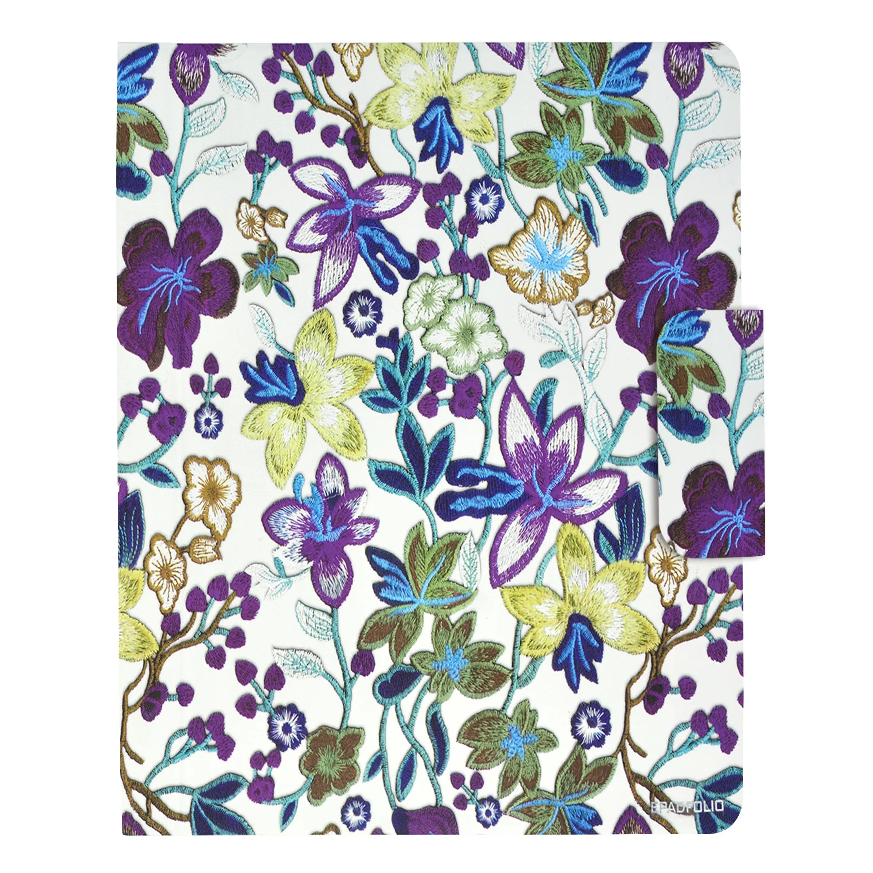 Padfolio Ring Binder with Expanded Document Bag, Flower Texture PU Leather Organizer Portfolio with 2-Ring Binder and Clipboard