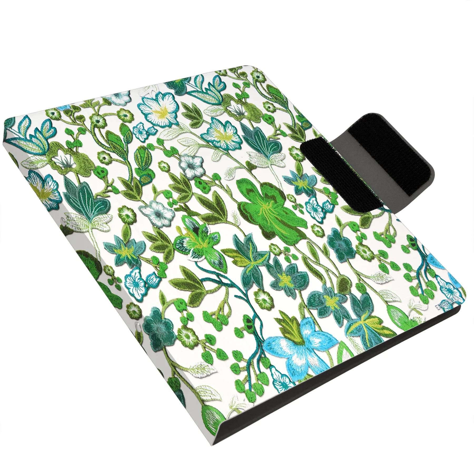 Padfolio Ring Binder with Expanded Document Bag, Flower Texture PU Leather Organizer Portfolio with 2-Ring Binder and Clipboard