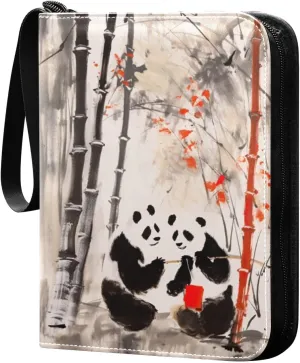 Panda Painting Card Binder 4 Pockets, 400 Pockets Trading Card Binder Removable Card Albums Card Holder for Games, Sports, Football, Baseball Cards