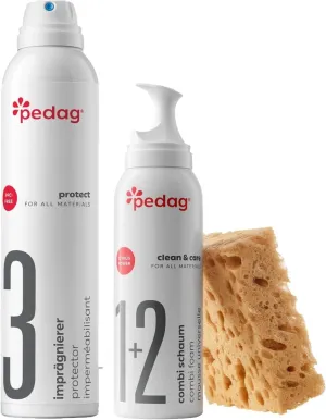 pedag Leather/Suede/Nubuck/Textile Cleaner and Conditioner with Waterproofing Kit, 250 ml/150 ml, 3 Count