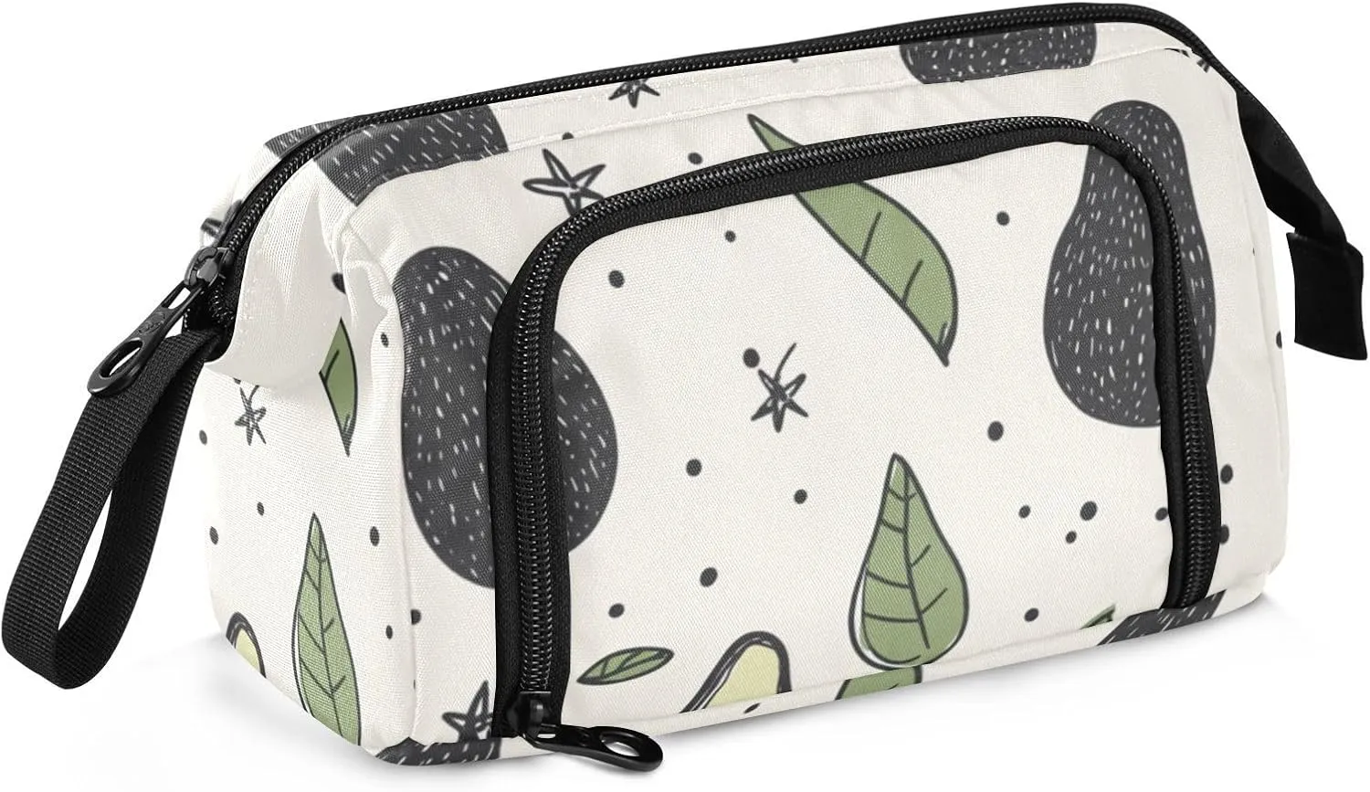 Pencil Case Pouch Aesthetic With Zipper Cute Cosmetic Bag Large For Teen Girls Boys Adults Avocados Leaves Boho White