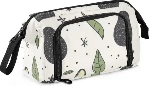 Pencil Case Pouch Aesthetic With Zipper Cute Cosmetic Bag Large For Teen Girls Boys Adults Avocados Leaves Boho White