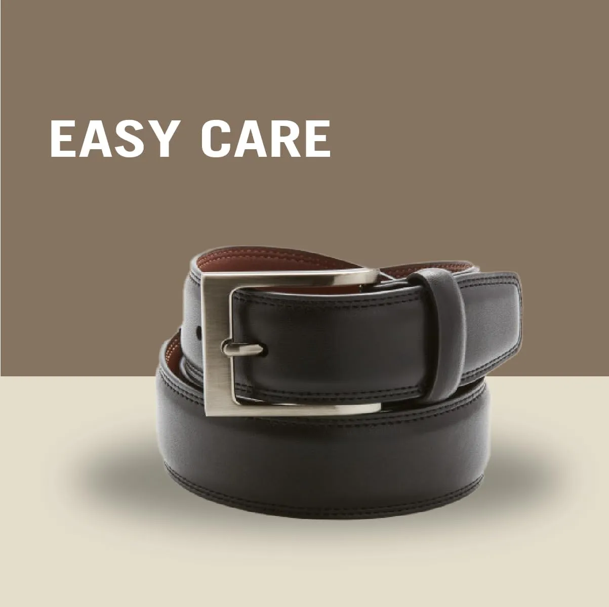 Perry Ellis Men's Timothy Leather Belt with Stitched Edges, Silver Prong Buckle, 1.5" Width (Available in Big & Tall)
