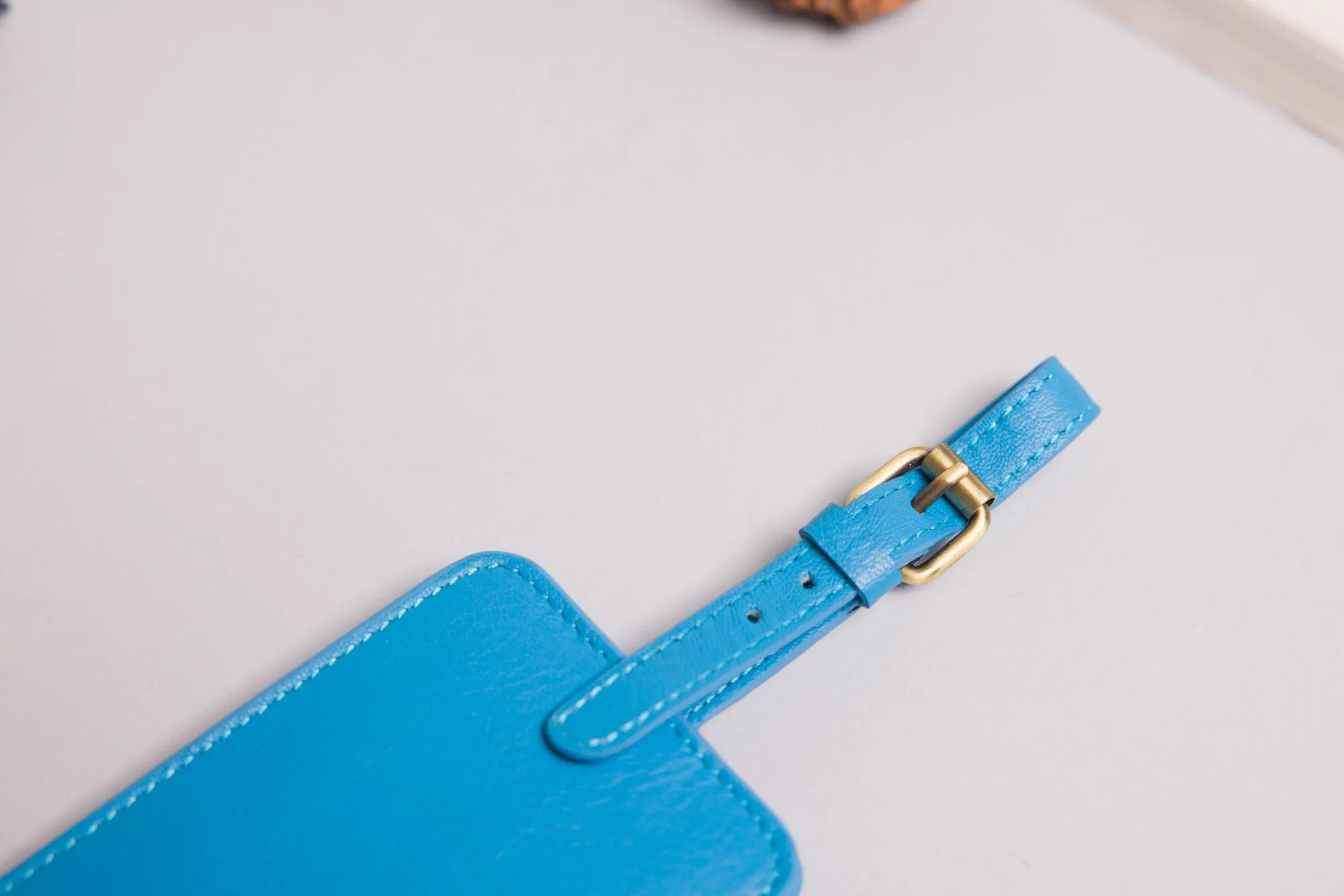 Personalised Engraved Blue Leather Luggage Tag