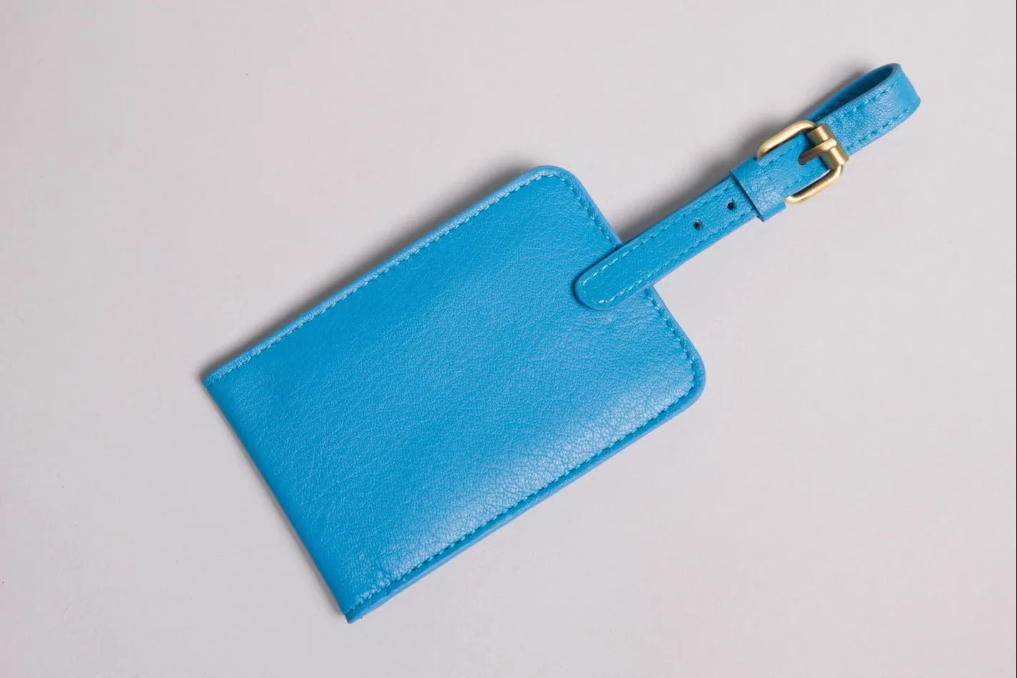 Personalised Engraved Blue Leather Luggage Tag