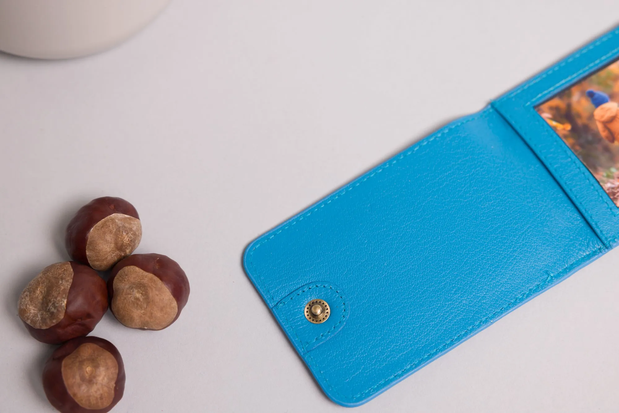 Personalised Engraved Blue Leather Luggage Tag