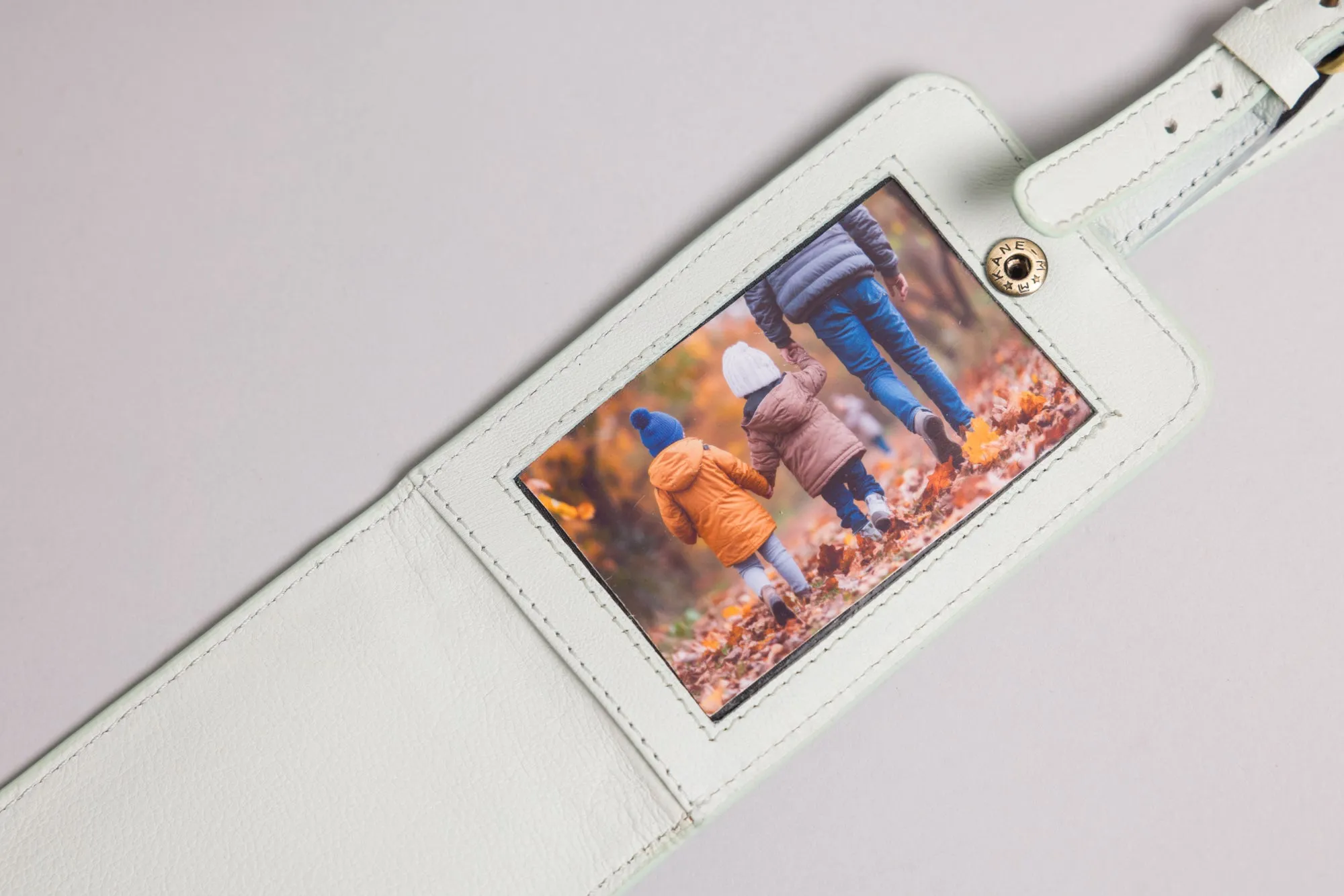 Personalised Engraved Mint Leather Luggage Tag