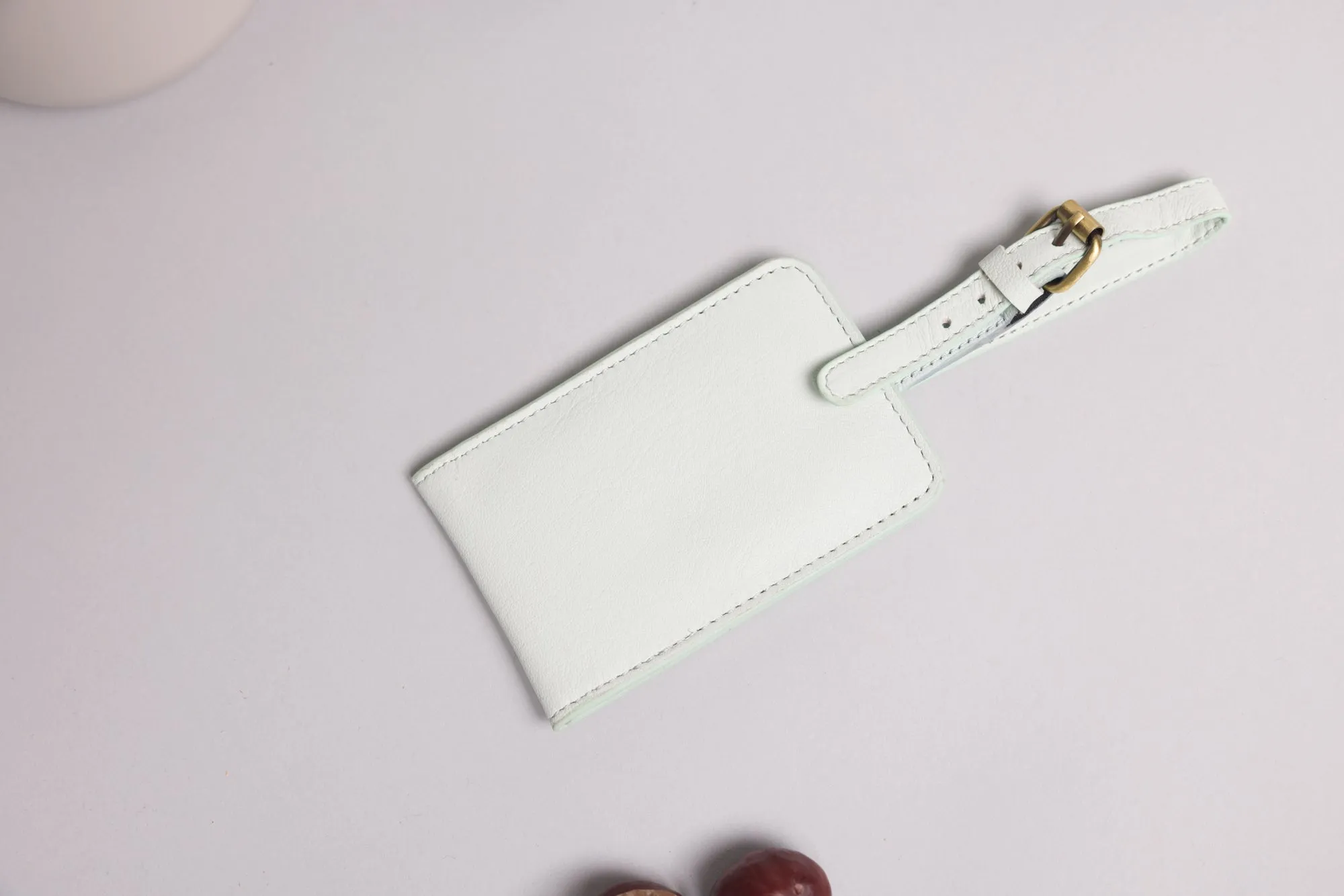 Personalised Engraved Mint Leather Luggage Tag