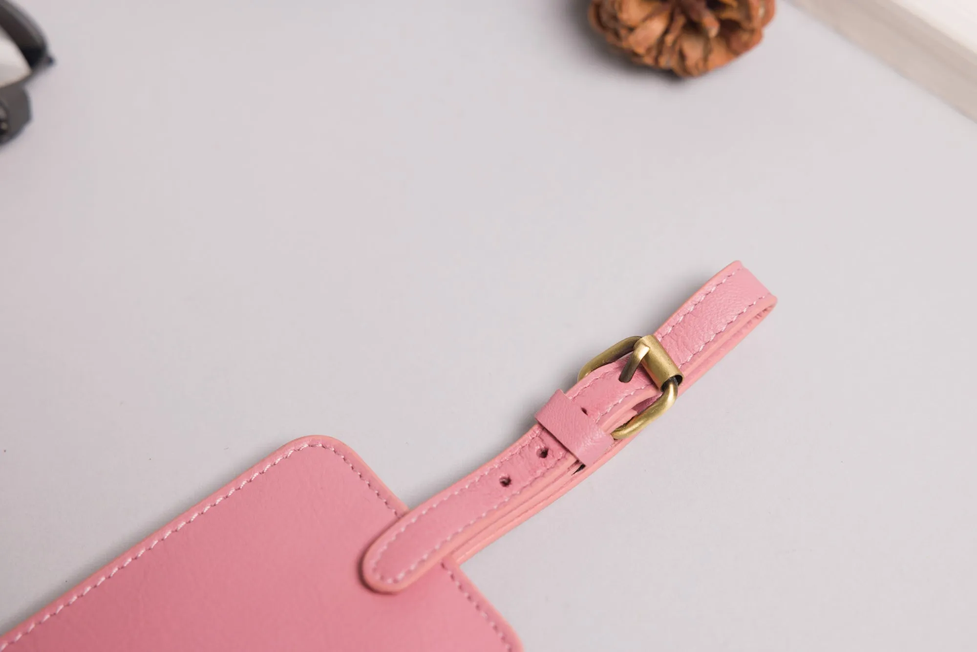 Personalised Engraved Pink Leather Luggage Tag