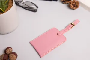 Personalised Engraved Pink Leather Luggage Tag