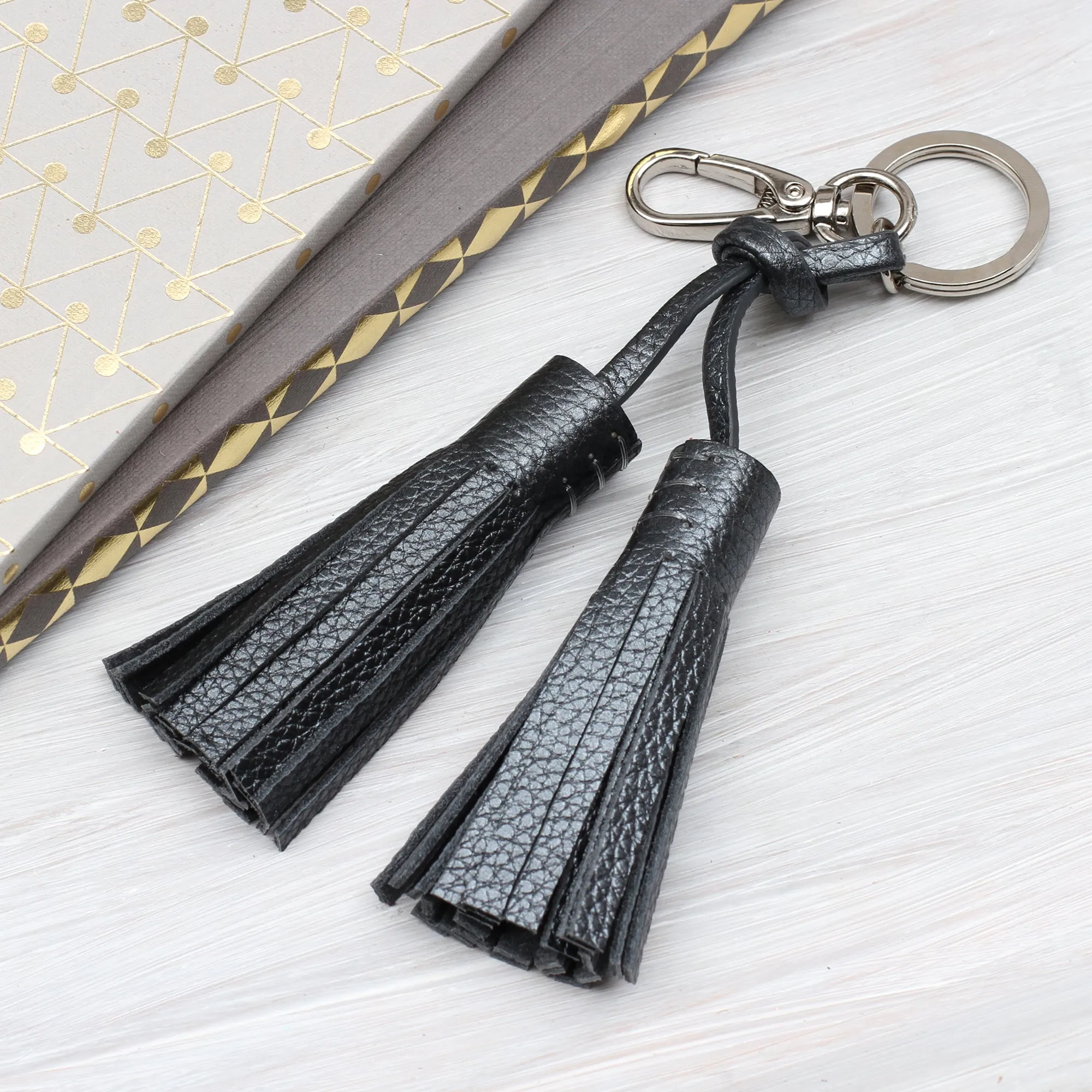 Personalised Luxury Nappa Leather Tassel Bag Charm