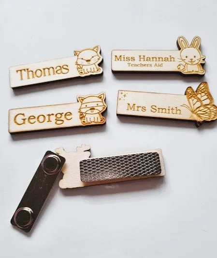 Personalised Wooden Name Badges