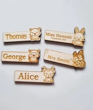 Personalised Wooden Name Badges