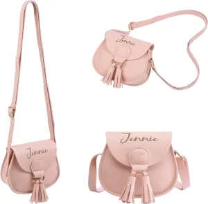Personalized Crossbody Bag for Girls – Custom Name Mini Purse for Kids, PU Leather Shoulder Bag with Adjustable Strap