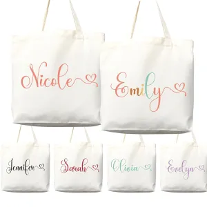 Personalized Custom Name Tote Bag - Custom Tote Shopper - Premium Canvas, Reusable, Eco-Friendly - Ideal Gift for Women, Bridesmaids, Teachers, Nurses - Customizable (Medium Bag)