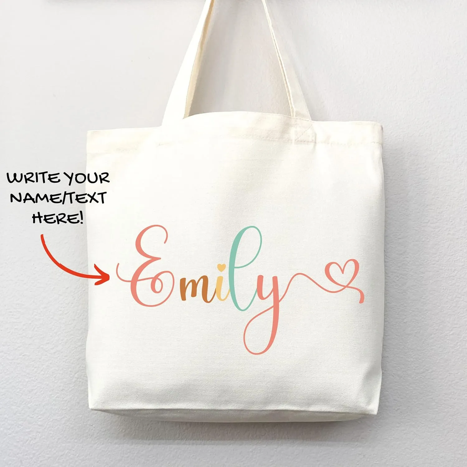 Personalized Custom Name Tote Bag - Custom Tote Shopper - Premium Canvas, Reusable, Eco-Friendly - Ideal Gift for Women, Bridesmaids, Teachers, Nurses - Customizable (Medium Bag)