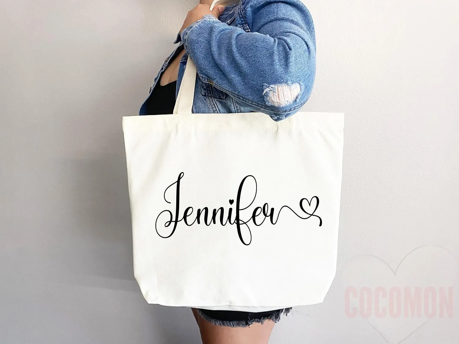 Personalized Custom Name Tote Bag - Custom Tote Shopper - Premium Canvas, Reusable, Eco-Friendly - Ideal Gift for Women, Bridesmaids, Teachers, Nurses - Customizable (Medium Bag)