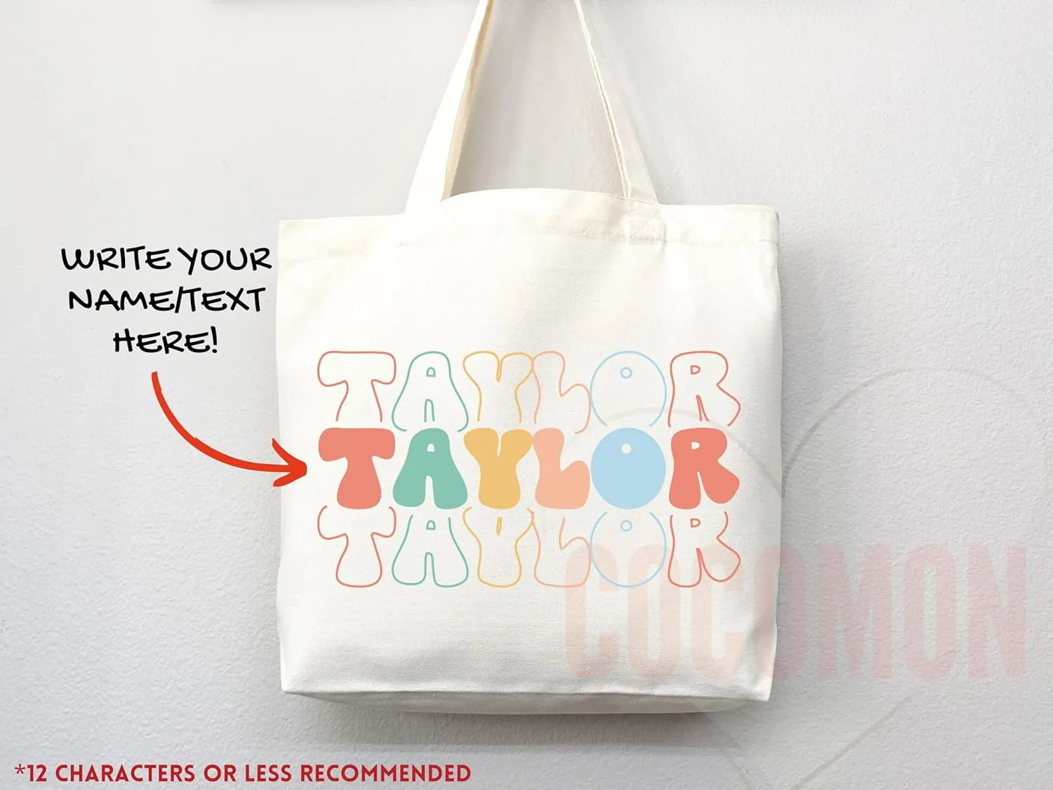 Personalized Custom Name Tote Bag - Custom Tote Shopper - Premium Canvas, Reusable, Eco-Friendly - Ideal Gift for Women, Bridesmaids, Teachers, Nurses - Customizable (Medium Bag)