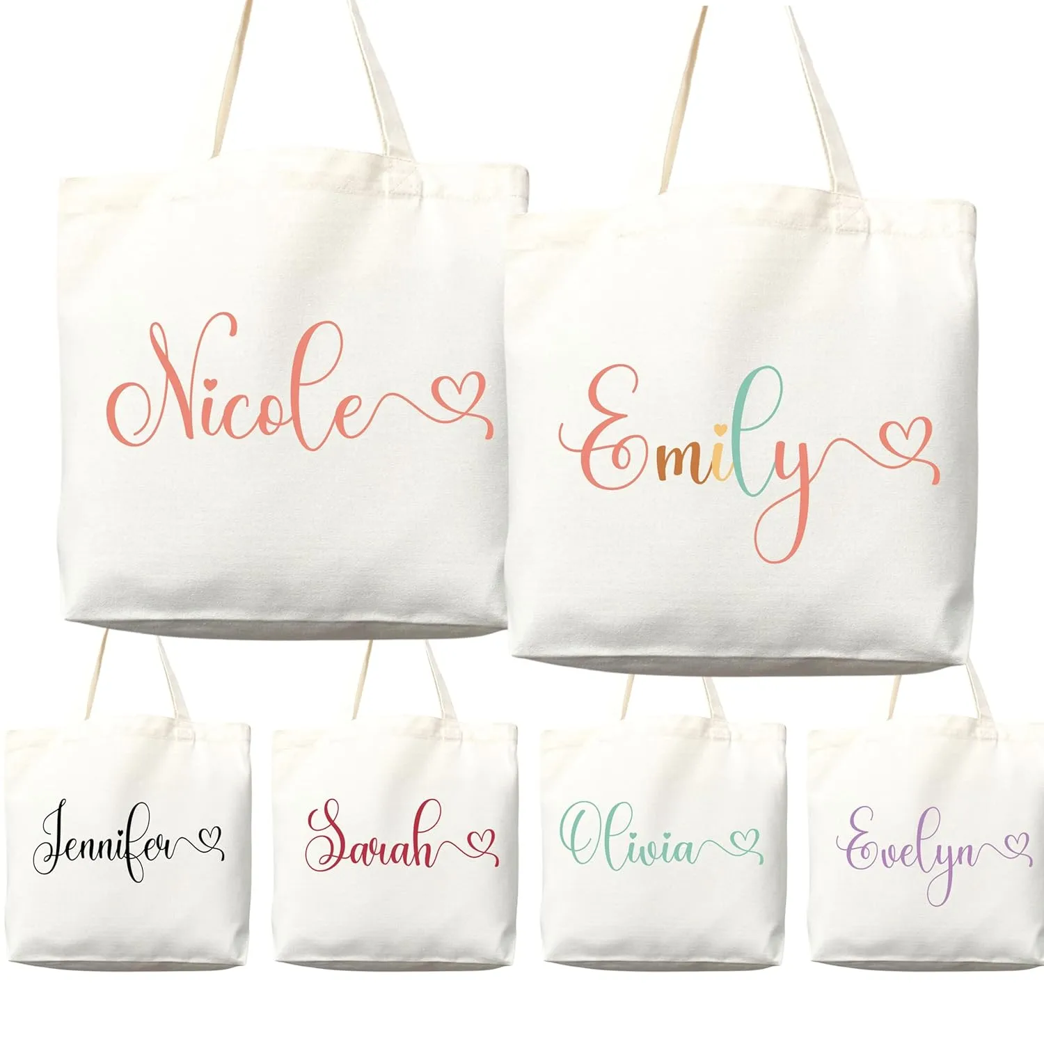 Personalized Custom Name Tote Bag - Custom Tote Shopper - Premium Canvas, Reusable, Eco-Friendly - Ideal Gift for Women, Bridesmaids, Teachers, Nurses - Customizable (Medium Bag)