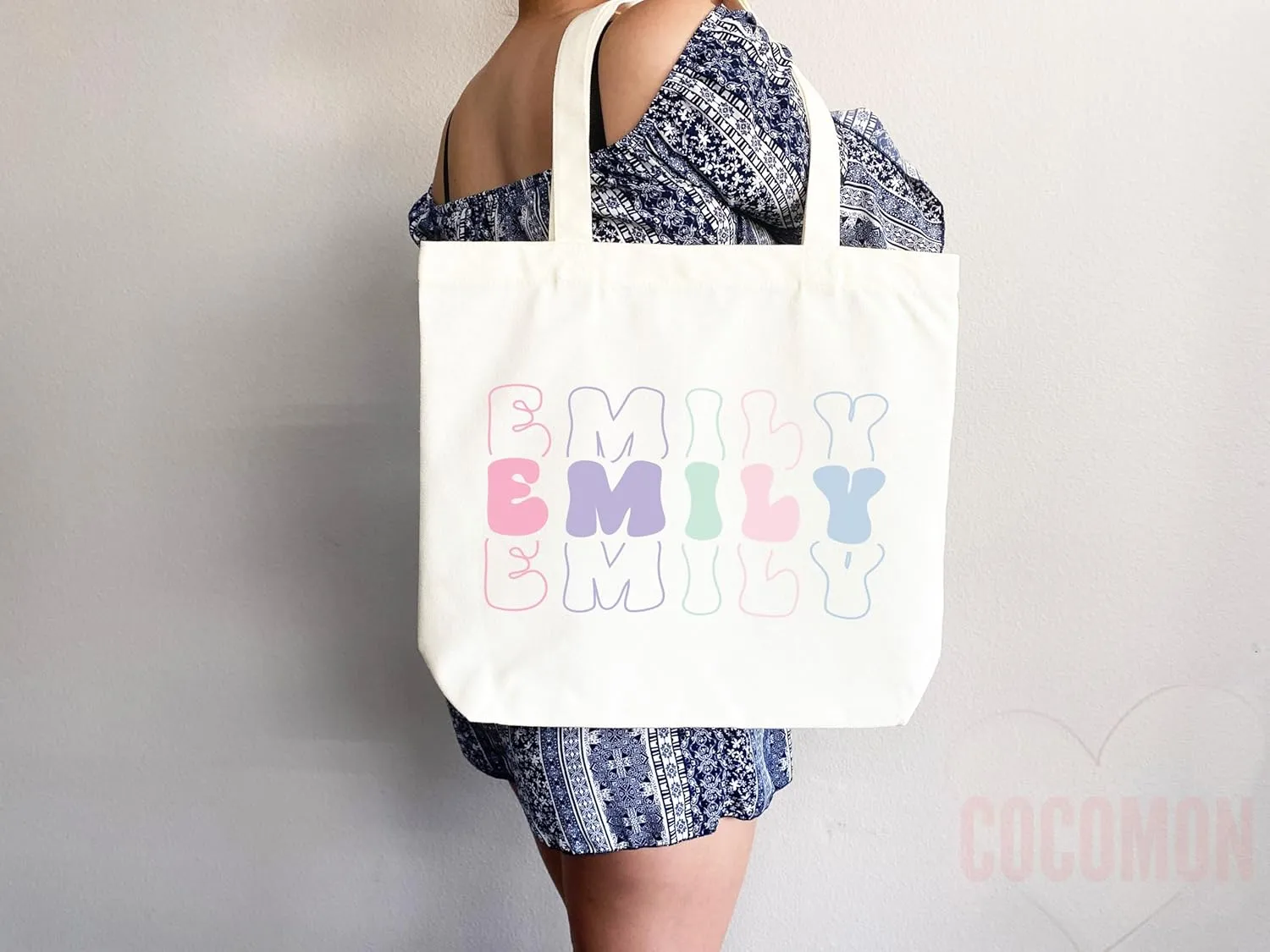 Personalized Custom Name Tote Bag - Custom Tote Shopper - Premium Canvas, Reusable, Eco-Friendly - Ideal Gift for Women, Bridesmaids, Teachers, Nurses - Customizable (Medium Bag)
