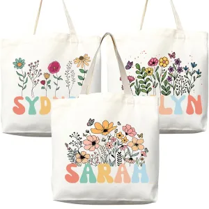 Personalized Custom Name Tote Bag - Custom Tote Shopper - Premium Durable Canvas, Reusable, Eco-Friendly- Ideal Gift for Women, Bridesmaids, Teachers, Nurses - Customizable (Large Bag)