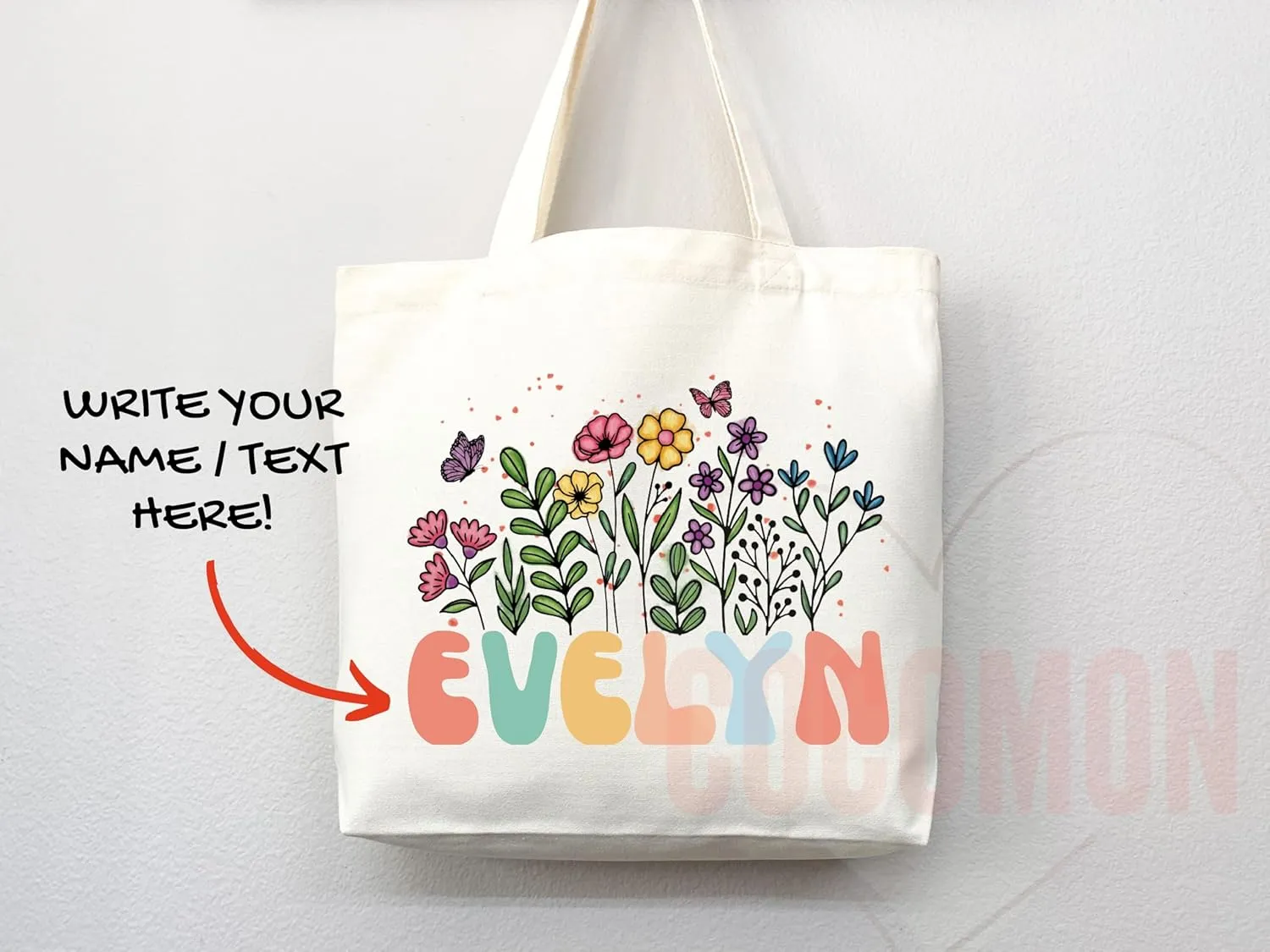 Personalized Custom Name Tote Bag - Custom Tote Shopper - Premium Durable Canvas, Reusable, Eco-Friendly- Ideal Gift for Women, Bridesmaids, Teachers, Nurses - Customizable (Large Bag)