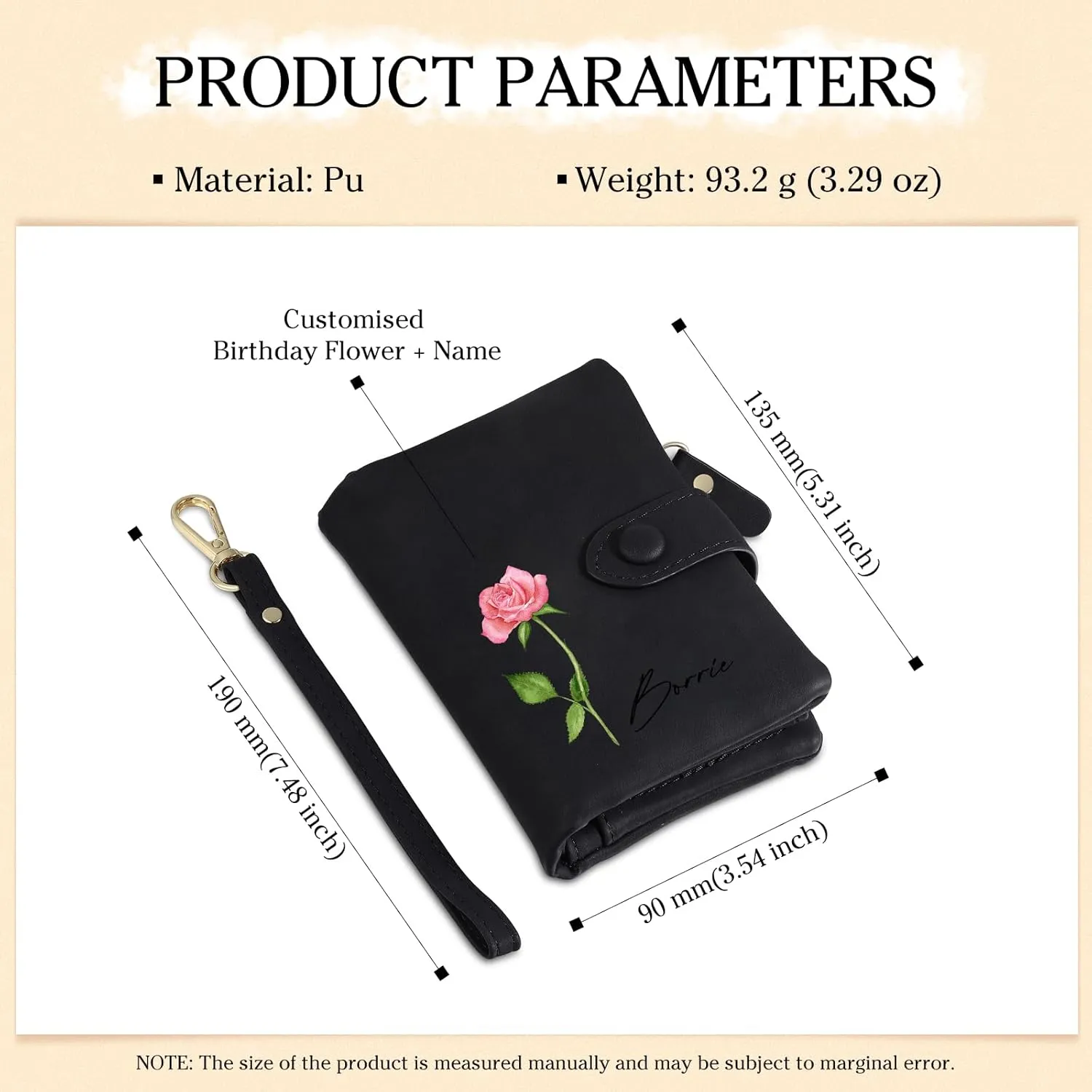 Personalized Custom Wallet with Birth Flower & Name for Women Mom Credit Card Wallet With Wrist Strap Birthday Gifts for Mothers Day (Style 3)