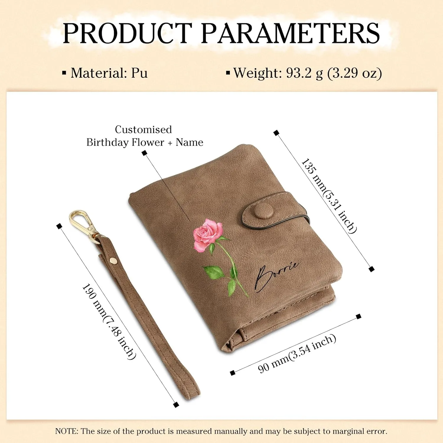 Personalized Custom Wallet with Birth Flower & Name for Women Mom Credit Card Wallet With Wrist Strap Birthday Gifts for Mothers Day (Style 6)