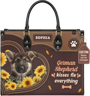 Personalized German Shepherd Dog Handbags, Custom Name Dog Leather Bags, Purses, Shoulder Bag, Gift For Dog Mom Dog Lover