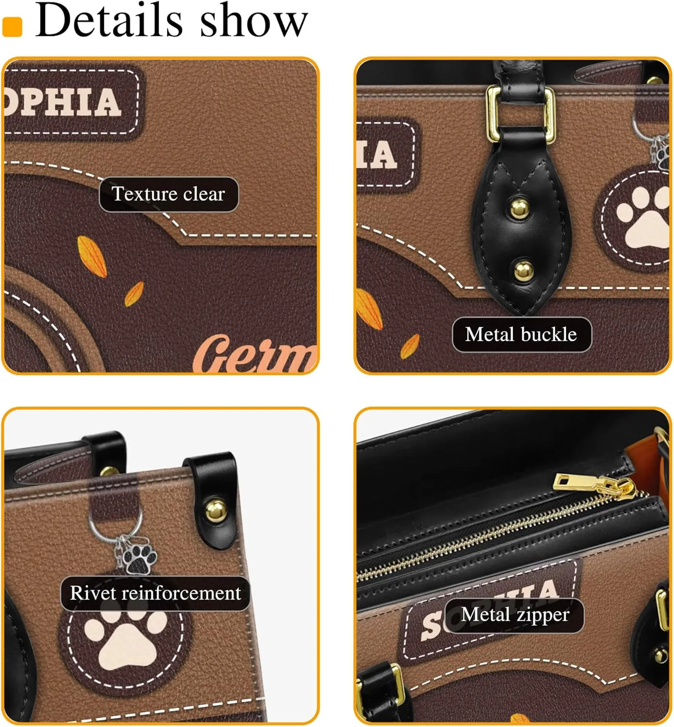 Personalized German Shepherd Dog Handbags, Custom Name Dog Leather Bags, Purses, Shoulder Bag, Gift For Dog Mom Dog Lover
