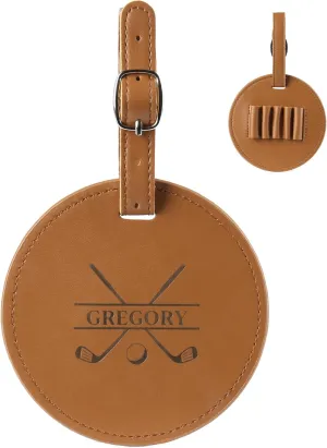 Personalized Golf Bag Tag, Custom Leather Golf Tee Holder Engraved with Name Pattern, Golf Accessories Gift for Men Women Husband Dad Golfer