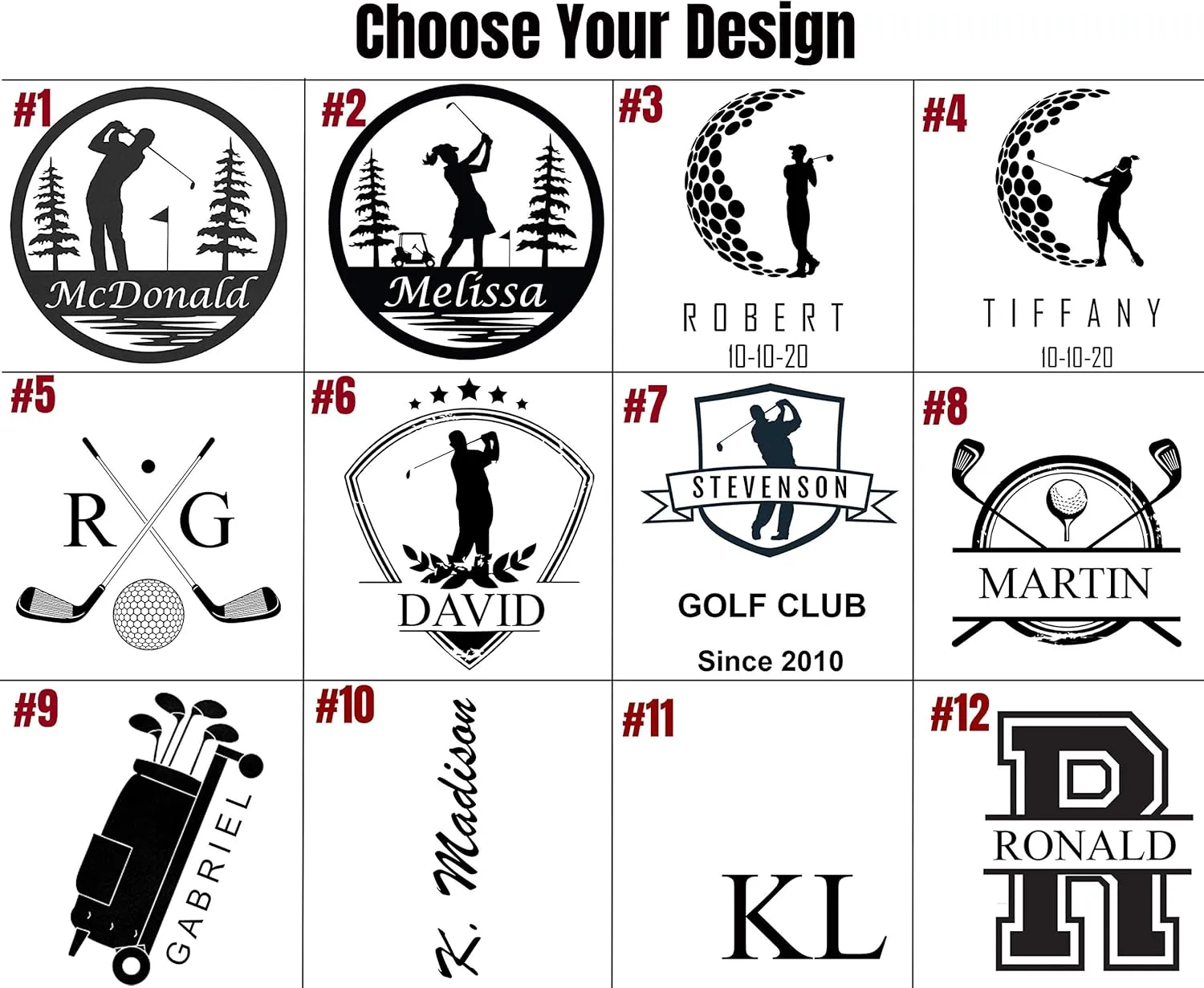Personalized Golf Bag Tag with Tees, Customized Leather Golf Luggage Accessories with Custom Name Gift for Dad - Golfer Gifts (Black)