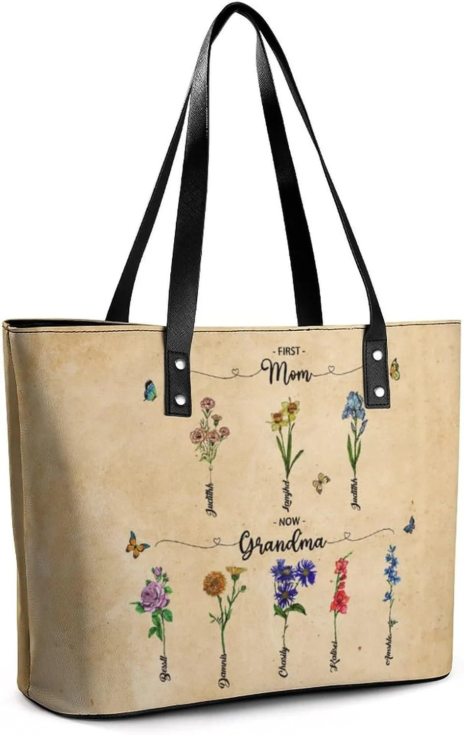 Personalized Grandma Name Single Shoulder Bag Custom 1-15 Name Mom Grandmother Leather Handbag Loving Gifts For Her