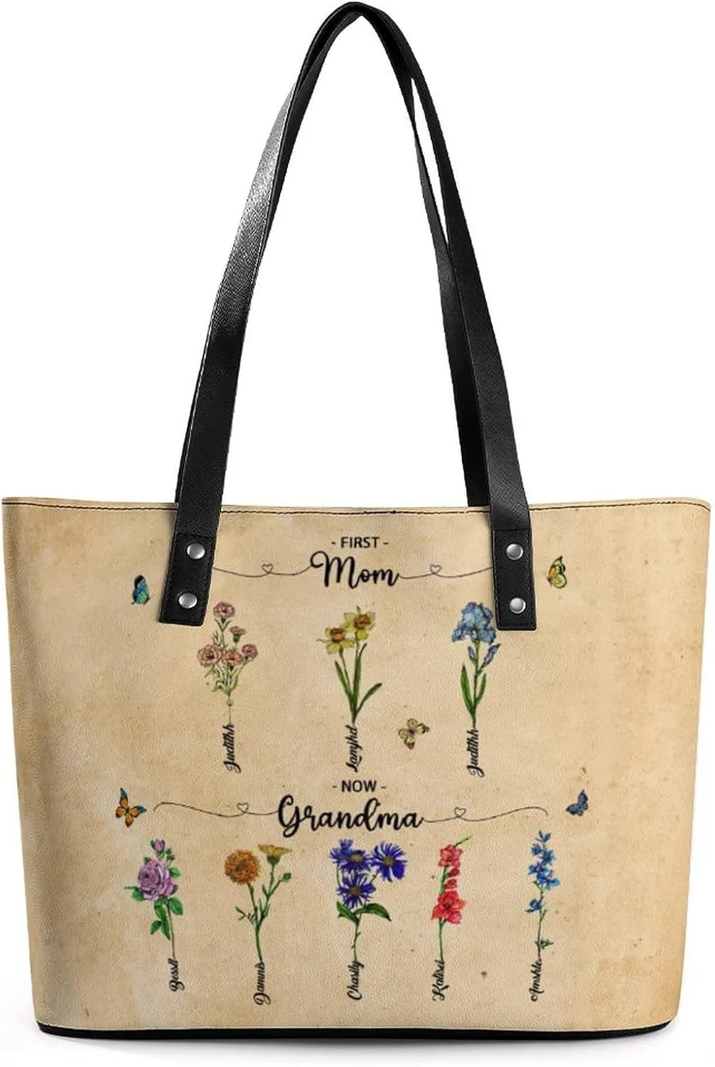 Personalized Grandma Name Single Shoulder Bag Custom 1-15 Name Mom Grandmother Leather Handbag Loving Gifts For Her
