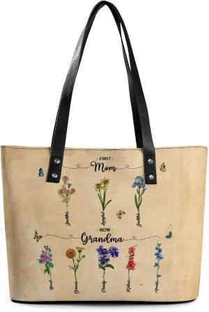 Personalized Grandma Name Single Shoulder Bag Custom 1-15 Name Mom Grandmother Leather Handbag Loving Gifts For Her