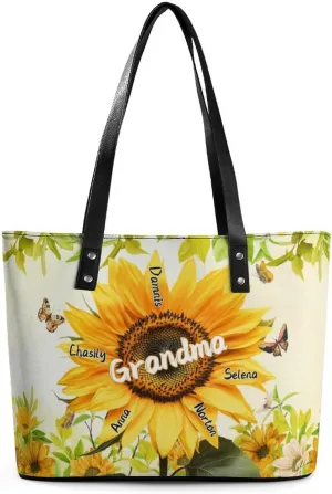 Personalized Grandma Single Shoulder Bag Custom Name Grandmother Leather Handbag Loving Gift For Grandma Mom Birthday