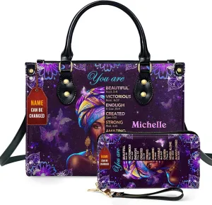 Personalized Leather Handbag For Women - Matching Design Purses And Wallet - Mothers Day Gifts For Women