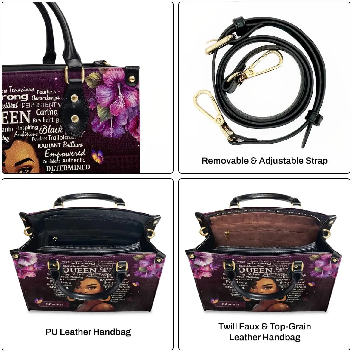 Personalized Leather Handbag For Women - Matching Design Purses And Wallet - Mothers Day Gifts For Women