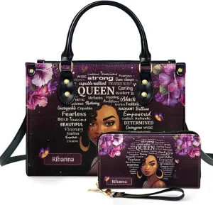 Personalized Leather Handbag For Women - Matching Design Purses And Wallet - Mothers Day Gifts For Women
