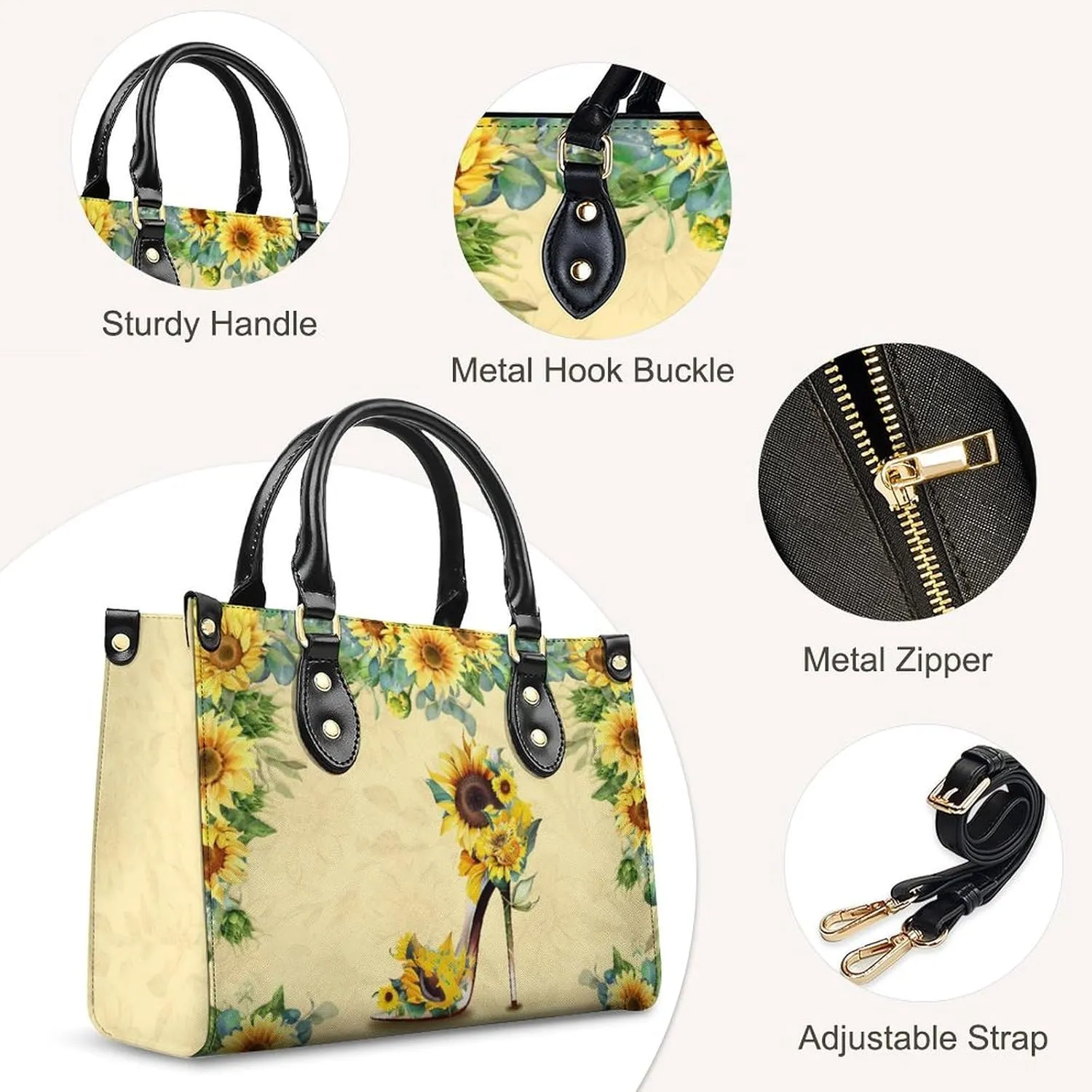Personalized Leather Handbags for Women - Fashion Casual Shoulder Tote Bag - Gifts for Women Mom Grandma