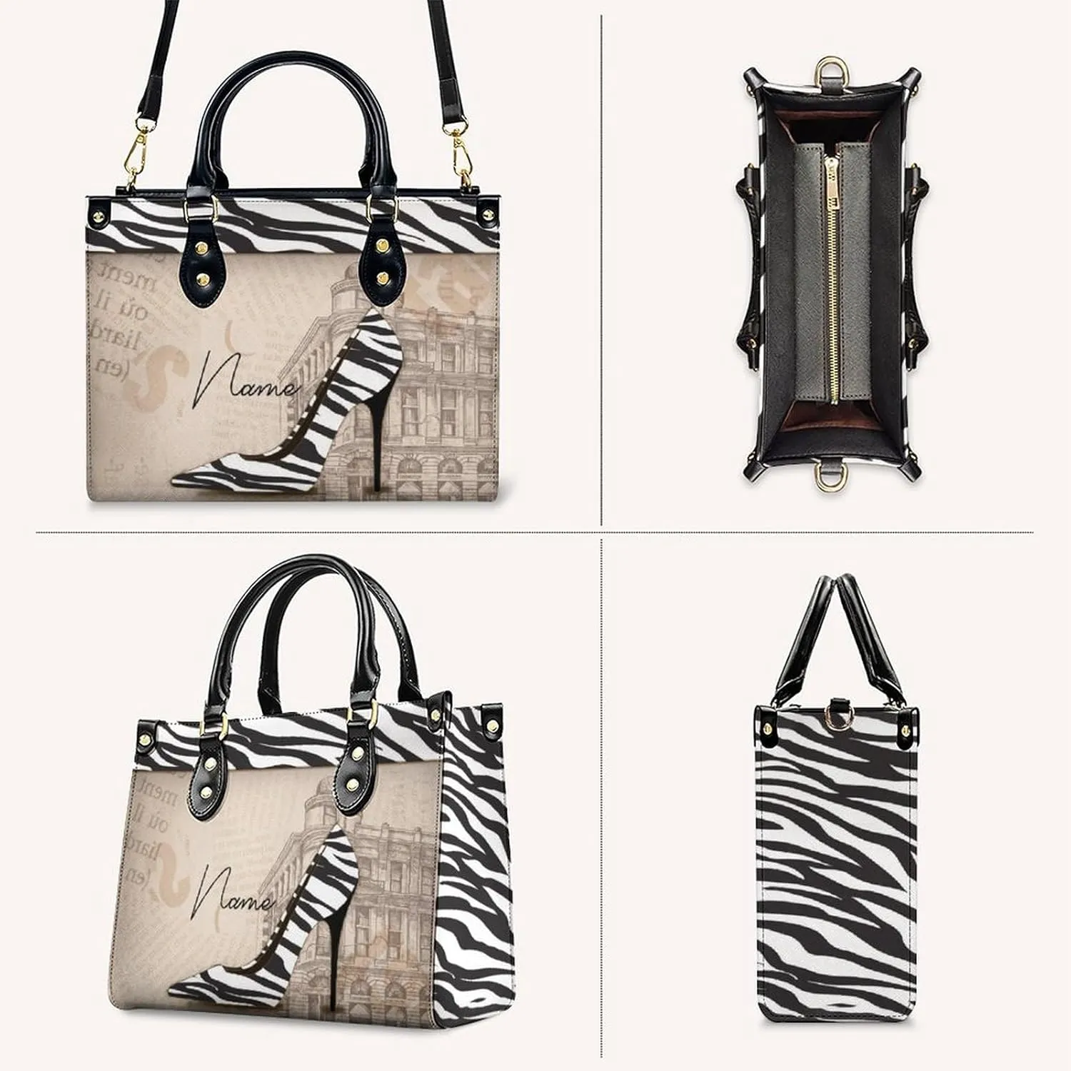 Personalized Leather Handbags for Women - Fashion Casual Shoulder Tote Bag - Gifts for Women Mom Grandma