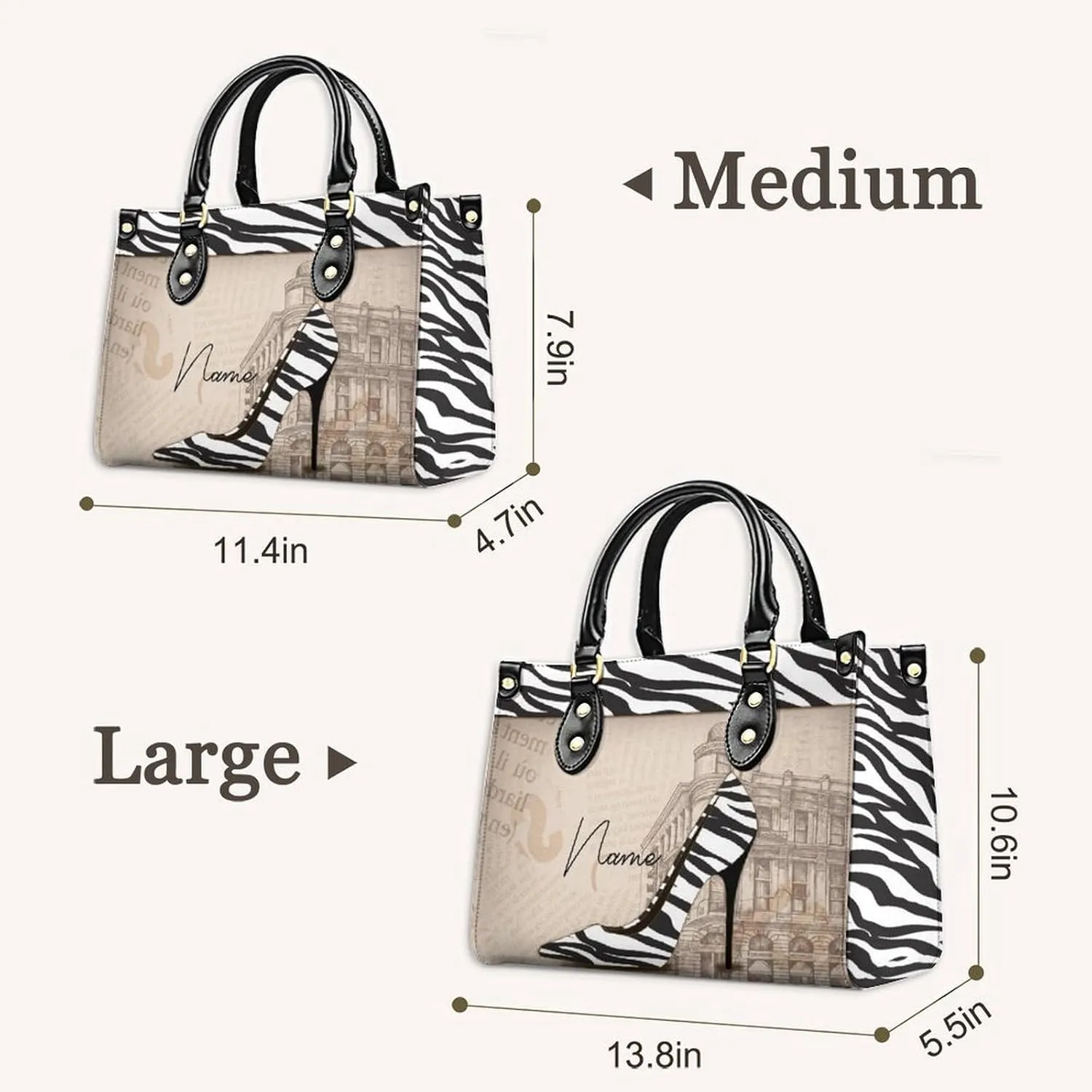 Personalized Leather Handbags for Women - Fashion Casual Shoulder Tote Bag - Gifts for Women Mom Grandma