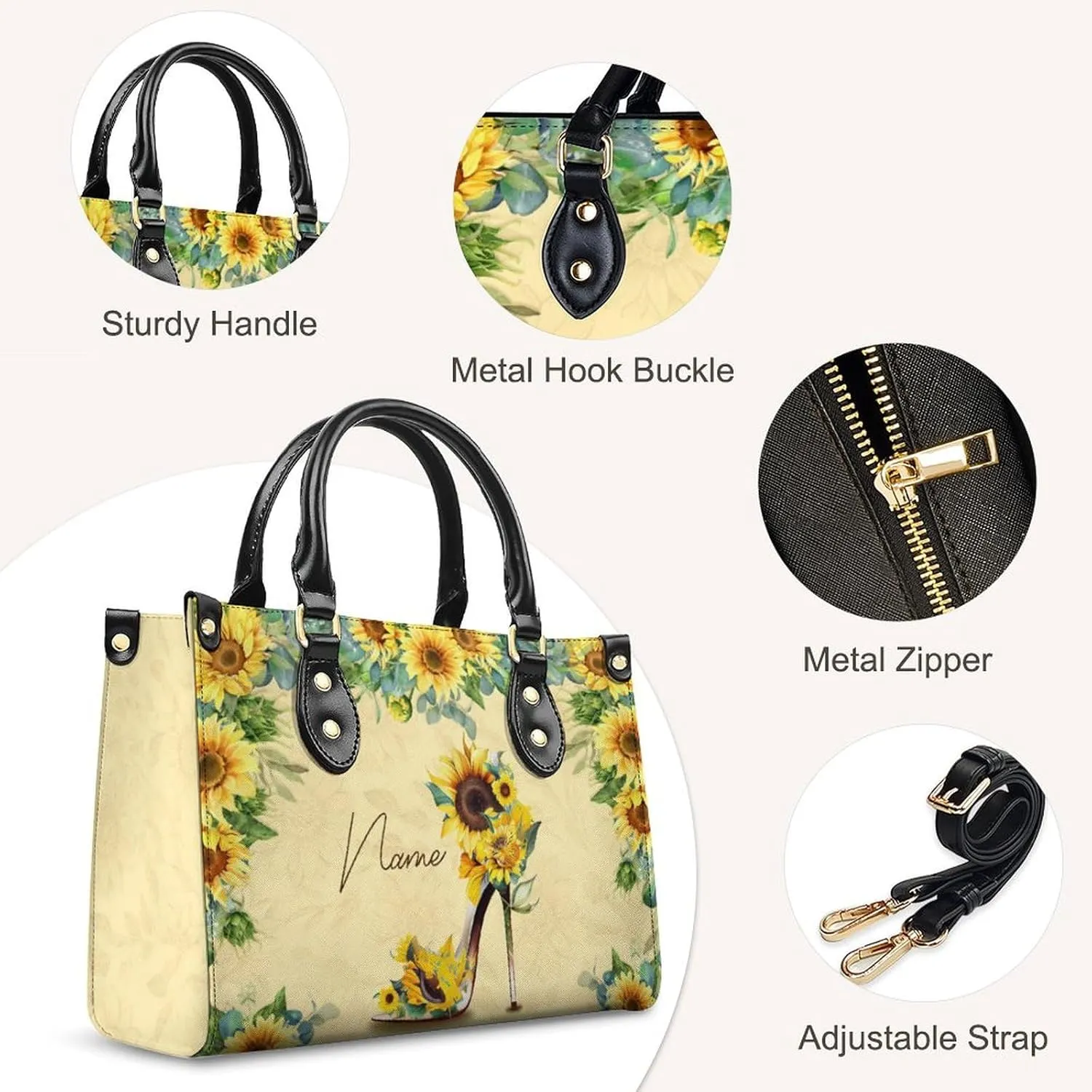 Personalized Leather Handbags for Women - Fashion Casual Shoulder Tote Bag - Gifts for Women Mom Grandma
