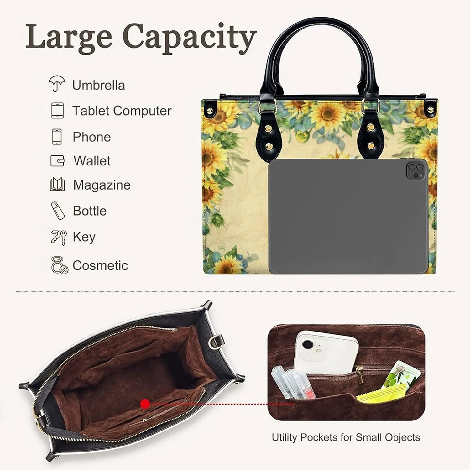 Personalized Leather Handbags for Women - Fashion Casual Shoulder Tote Bag - Gifts for Women Mom Grandma