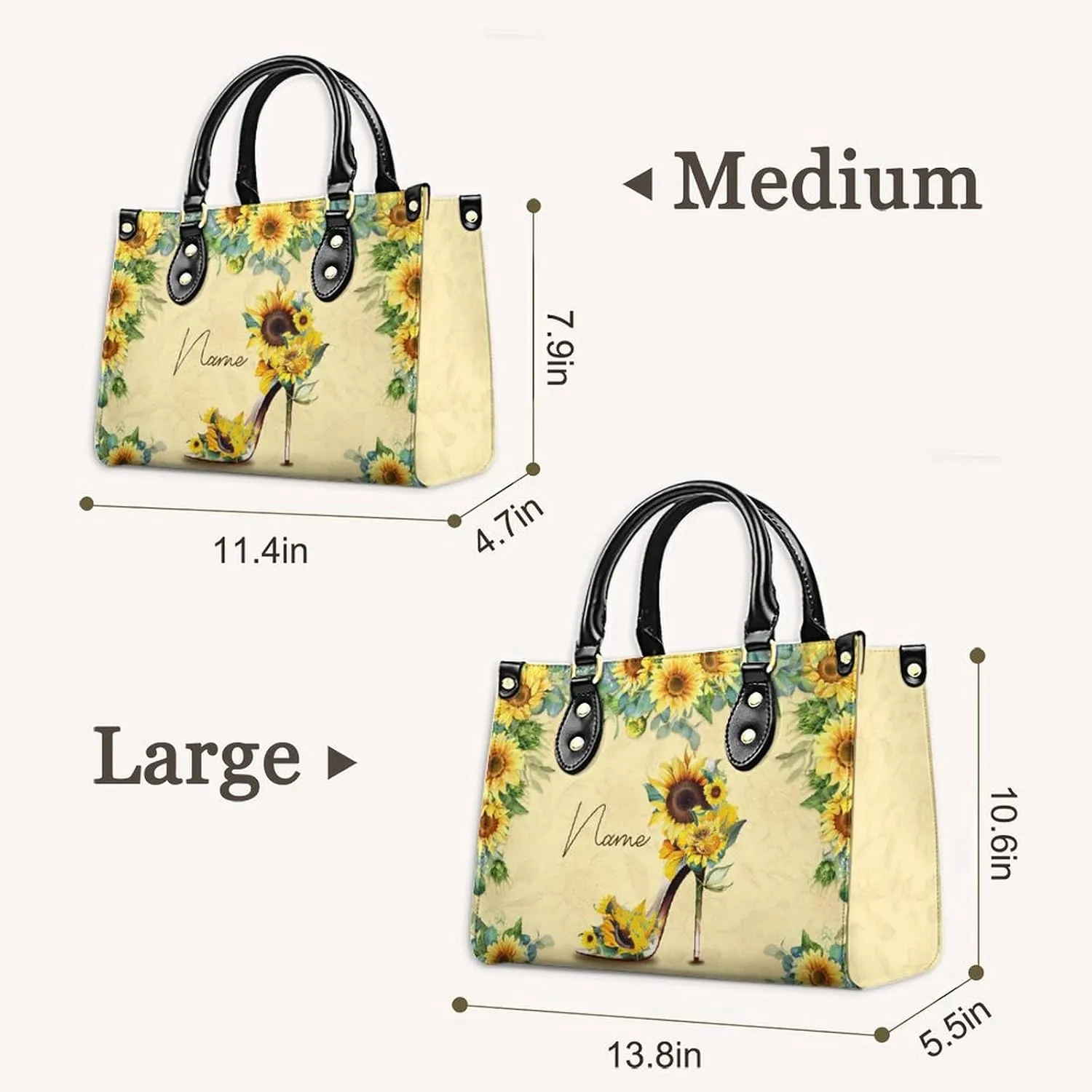 Personalized Leather Handbags for Women - Fashion Casual Shoulder Tote Bag - Gifts for Women Mom Grandma