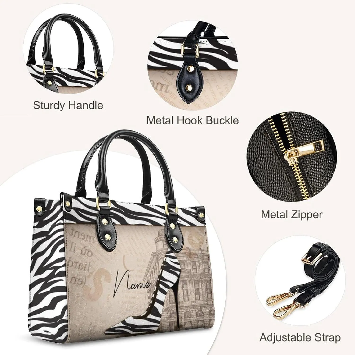 Personalized Leather Handbags for Women - Fashion Casual Shoulder Tote Bag - Gifts for Women Mom Grandma