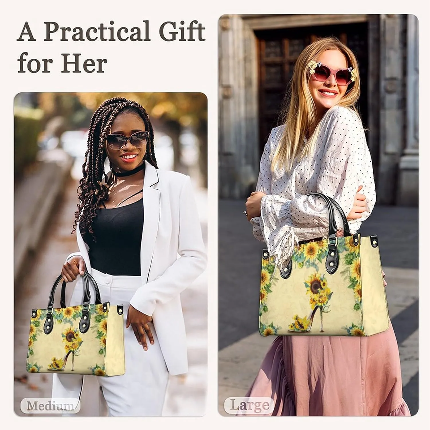 Personalized Leather Handbags for Women - Fashion Casual Shoulder Tote Bag - Gifts for Women Mom Grandma