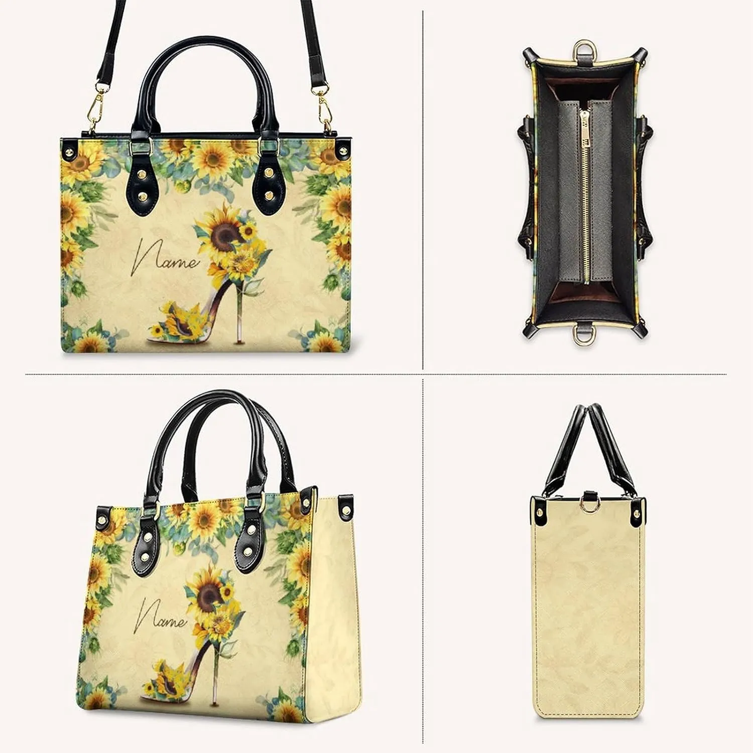 Personalized Leather Handbags for Women - Fashion Casual Shoulder Tote Bag - Gifts for Women Mom Grandma