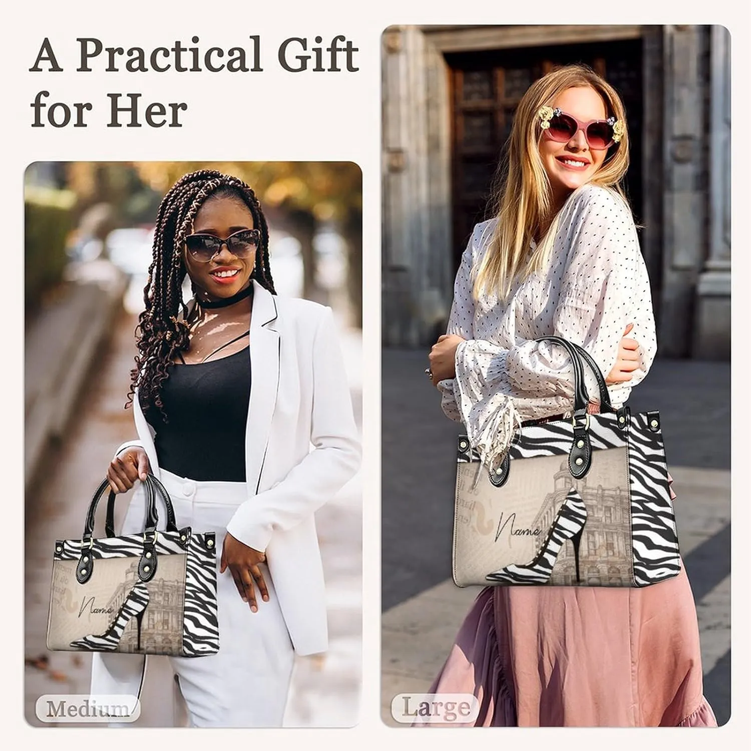 Personalized Leather Handbags for Women - Fashion Casual Shoulder Tote Bag - Gifts for Women Mom Grandma